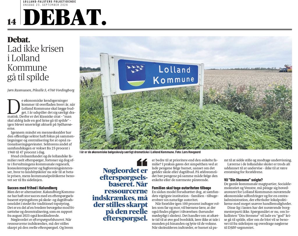 Lad ikke en krise gå til spilde